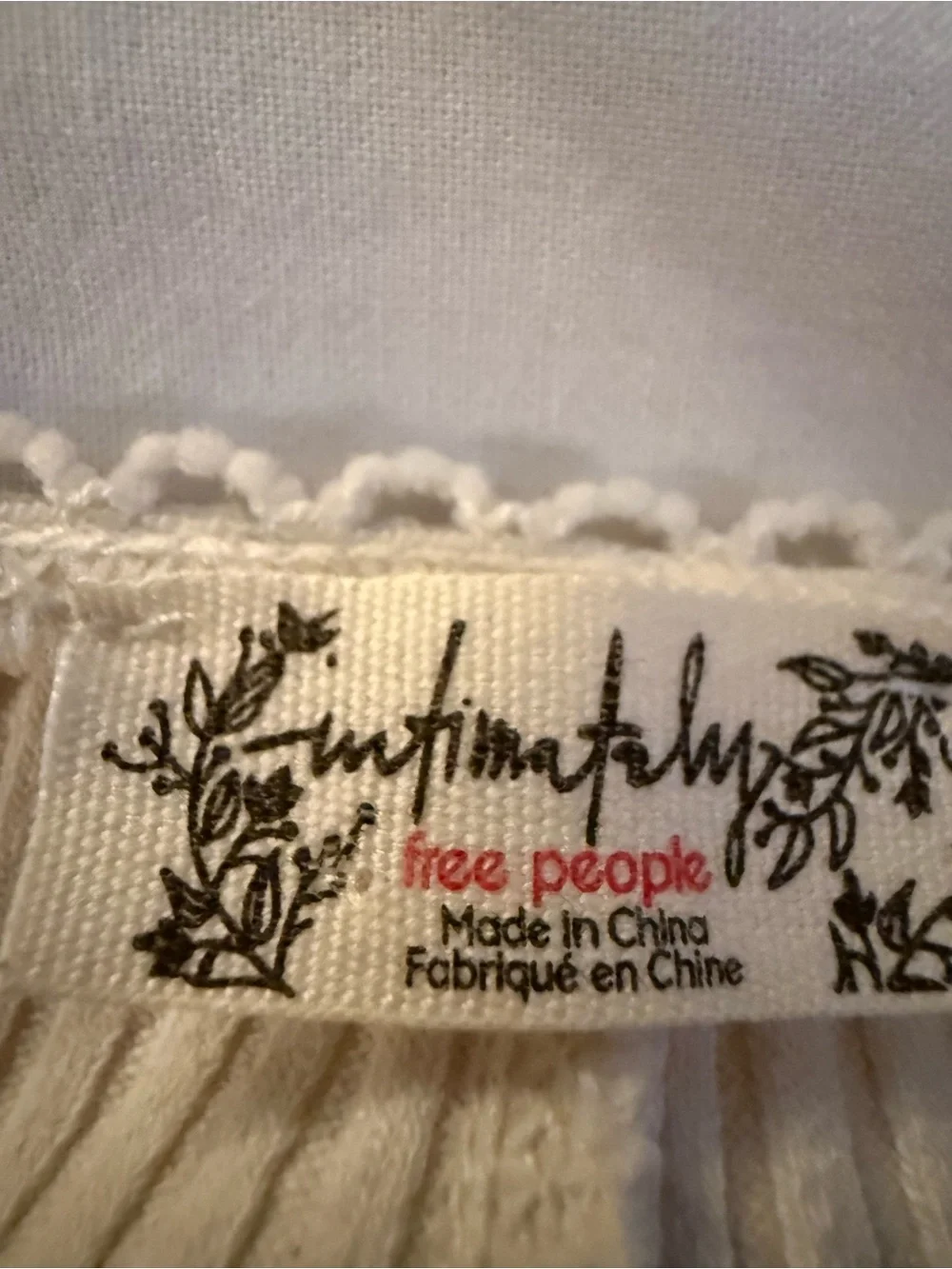 Free People Intimately Cream Ribbed Button Front Top Size XS/S